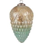 Clayre & Eef Kerstbal XL  Ø 11 cm Turquoise Glas Kerstdecoratie