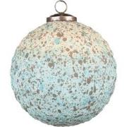 Clayre & Eef Kerstbal  Ø 15 cm Turquoise Beige Glas Metaal Kerstboomve...