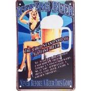 Clayre & Eef Wanddecoratie  20x30 cm Blauw Wit Metaal Beer Muurdecorat...