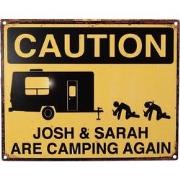 Clayre & Eef Tekstbord  25x20 cm Geel Ijzer Caravan Wandbord