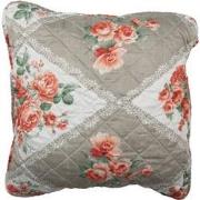 Clayre & Eef Kussenhoes  50x50 cm Grijs Roze Katoen Polyester Bloemen ...