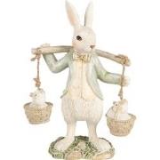 Clayre & Eef Beeld Konijn 17 cm Wit Groen Polyresin