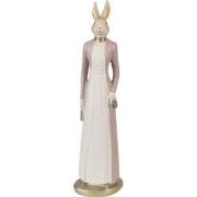 Clayre & Eef Beeld Konijn 28 cm Beige Roze Polyresin Paasdecoratie