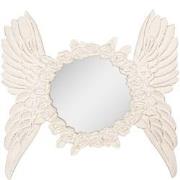 Clayre & Eef Spiegel 62x5x60 cm Beige MDF Glas Rond Vleugels Wandspieg...