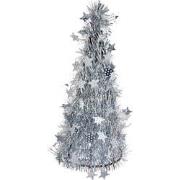 Clayre & Eef Kerstdecoratie Kerstbomen Ø 17x38 cm Zilverkleurig Kunsts...