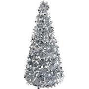 Clayre & Eef Kerstdecoratie Kerstboom Ø 21x50 cm Zilverkleurig Kunstst...