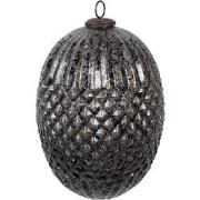 Clayre & Eef Kerstbal Ø 17x25 cm Zwart Glas Kerstboomversiering