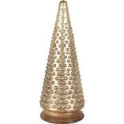 Clayre & Eef Kerstdecoratie Kerstboom Ø 17x41 cm Goudkleurig Glas Hout