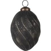 Clayre & Eef Kerstbal Ø 7x10 cm Zwart Glas Kerstboomversiering
