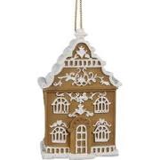Clayre & Eef Kersthanger Gingerbread house 6x4x9 cm Bruin Kunststof Pe...