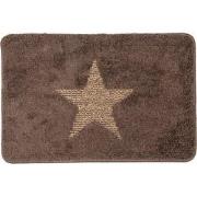 Clayre & Eef Badmat 58x38x2 cm Bruin Polyester Rechthoek Ster
