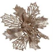 Clayre & Eef Kunstplant Kerstster Ø 14x4 cm Koperkleurig Kunststof