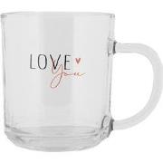 Clayre & Eef Theeglas 200 ml Transparant Glas LOVE YOU
