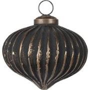 Clayre & Eef Kerstbal Ø 8x8 cm Grijs Goudkleurig Glas Kerstboomversier...