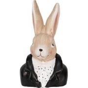 Clayre & Eef Beeld Konijn 11x9x19 cm Zwart Steen Woonaccessoires