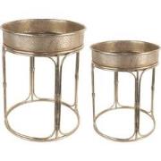 Clayre & Eef Bijzettafel Set van 2  Ø 47x58 cm Goudkleurig Metaal Side...