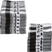 Twentse Damast Theedoeken en keukendoeken set - 12 stuks - Snoep Zwart