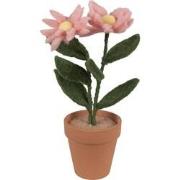 Clayre & Eef Decoratie Bloem 8x8x26 cm Roze Textiel op Kunststof