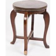 Fine Asianliving Antieke Chinese Kruk Slangenhuid Rond Donkerbruin