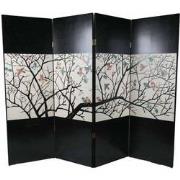 Fine Asianliving Chinese Kamerscherm 4 Panelen Vogels Handgesneden