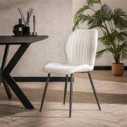 Hoyz - Stoel Len - Boucle - Wit - 4 Stuks