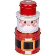Clayre & Eef Bewaarblik Kerstman Ø 11x21 cm Rood Blik