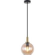 OSIRA Pendel E27 Zwart + goud, amber glas Ã˜200mm