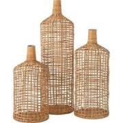 J-Line - Set Van 3 Vaas Decoratie Bamboe Naturel - 25x25x80cm