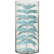 J-Line - Vaas Blauw Blad Glas Medium - 14x14x30cm