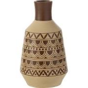 J-Line - Vaas Patroon Vormen Terracotta Wit/bruin - 21x21x37cm