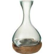 J-Line - Vaas Fles Gamal Hout/glas Natuur/transparant Small - 19x21x29...