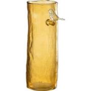 J-Line - Vaas Lang Vogel Glas Oker Small - 13.5x9.5x27cm