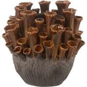 J-Line - Vaas Anemone Porselein Bruin/grijs Small - 28.5x23.5x28cm