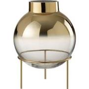 J-Line - Vaas Bol Op Voet Glas Goud/transparant - 22x22x30cm