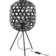 J-Line - Tafellamp Tripod Rond Bamboe/metaal Zwart - 29x29x59.5cm