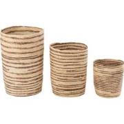 J-Line - Set Van 3 Manden Maïs Beige/bruin - 44x44x60cm