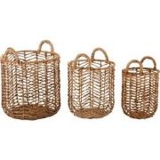J-Line - Set Van 3 Manden Bananen Bladeren Naturel - 47x46x55.5cm