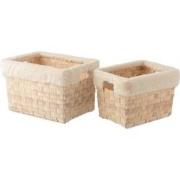 J-Line - Set Van 2 Manden Rechthoekig+imitatiebont Rotan Plat Naturel ...