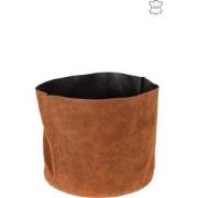 J-Line - Opbergmand Rond Laag Leder Cognac - 27x25.5x34.5cm