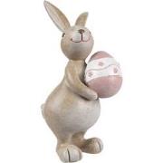 Clayre & Eef Decoratie Beeld Konijn 15 cm Beige Kunststof