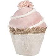 Clayre & Eef Decoratie Beeld Cupcake Ø 11x16 cm Roze Textiel op Kunsts...