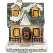 Clayre & Eef Decoratie Huis met LED 5x5x6 cm Beige Kunststof