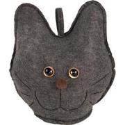 Clayre & Eef Deurstopper Kat 20x14x22 cm Grijs Stof