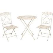 Clayre & Eef Bistroset Bistrotafel Bistrostoel 3-delig  Ø 70x76 cm Wit...