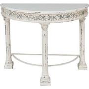 Clayre & Eef Sidetable  120x49x86 cm Wit Ijzer Hout Halfrond Bloemen W...