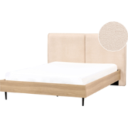 Beliani IZERNORE - Tweepersoonsbed-Beige-Bouclé