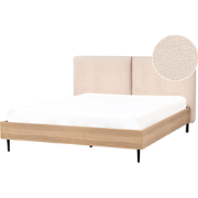 Beliani LIMANTON - Tweepersoonsbed-Beige-Bouclé