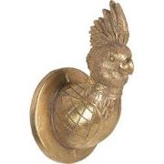 Clayre & Eef Wanddecoratie Vogel 9x9x15 cm Goudkleurig Kunststof Muurd...