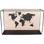 Clayre & Eef Wandrek  46x10x28 cm Zwart Bruin MDF Metaal Wereldkaart W...
