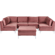 Beliani EVJA - U-vormige bank-Roze-Fluweel
